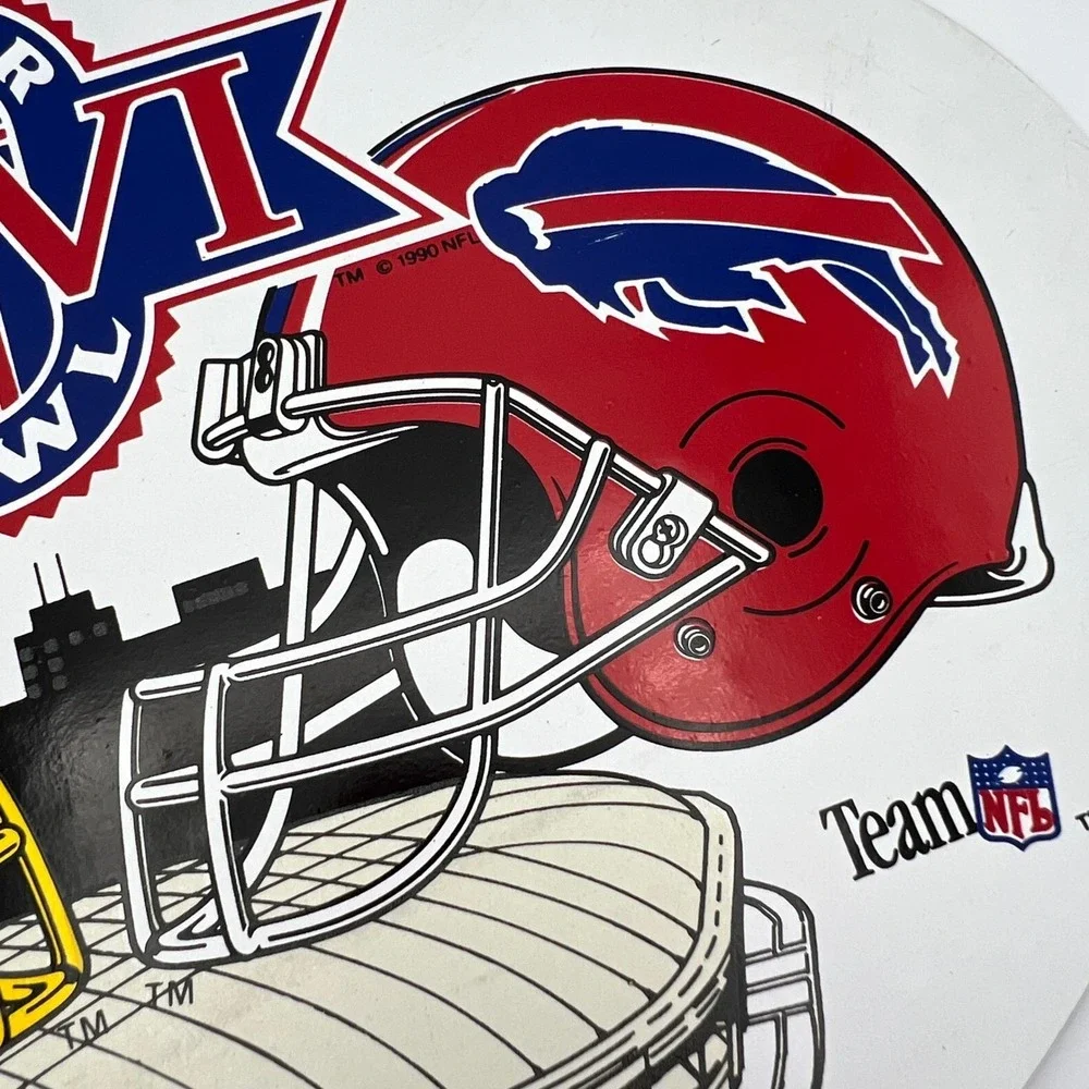 Vintage Super Bowl XXVI Large Magnet Washington Redskins vs Buffalo Bills 1992